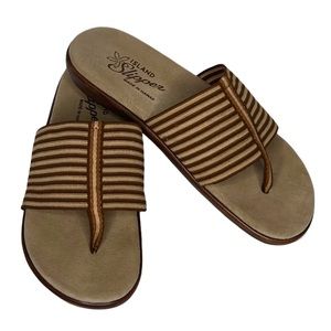 Island Slipper Elastic Thong Flat Sandal Size 6
